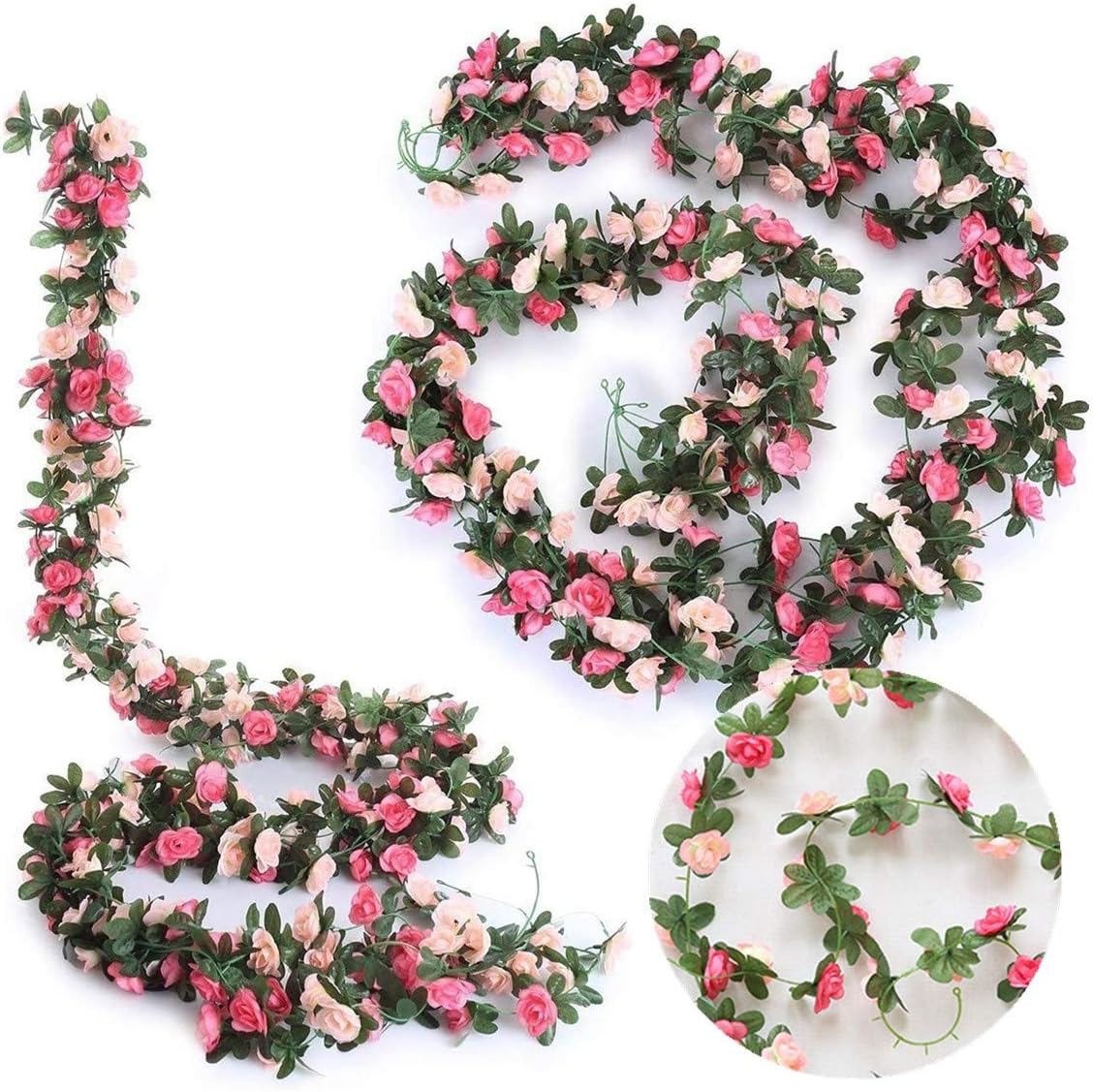 9Pcs 73.8FT Flower Rose Garland Vines Hanging Flowers Wedding Garden Wall Decor