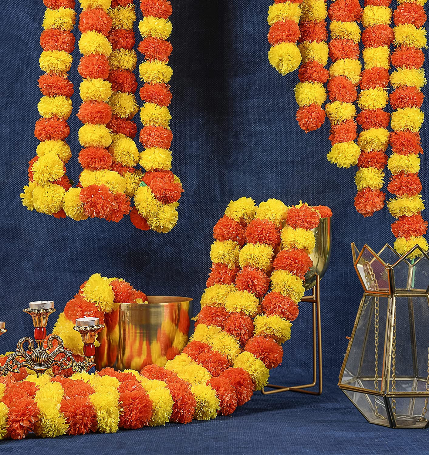 Artificial Marigold Flowers Garland Vine Home Decor Party Event Wedding Decor