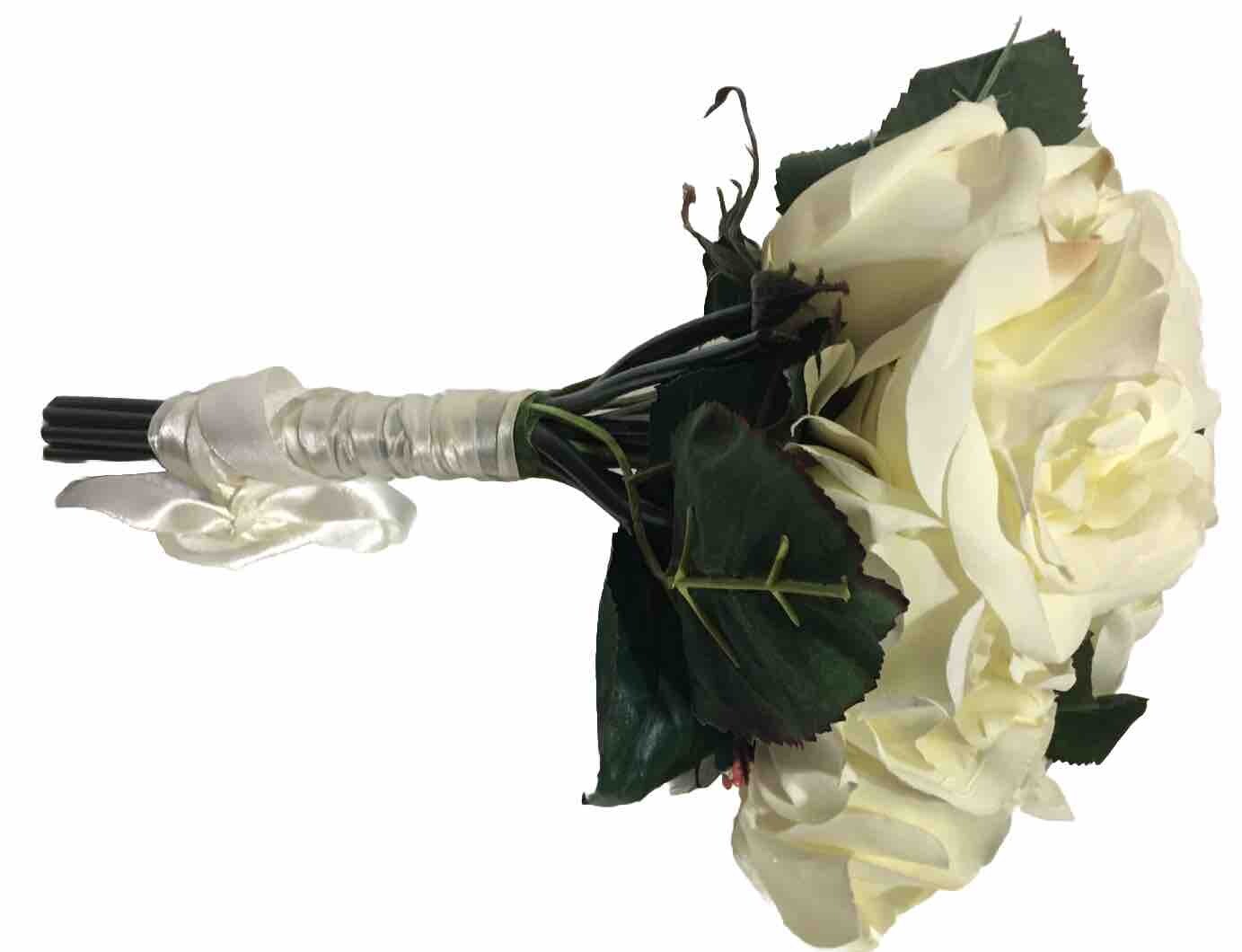 White Rose Artificial Flowers Handheld Flowers Artificial ￼￼￼Bouquet wedding￼ 10