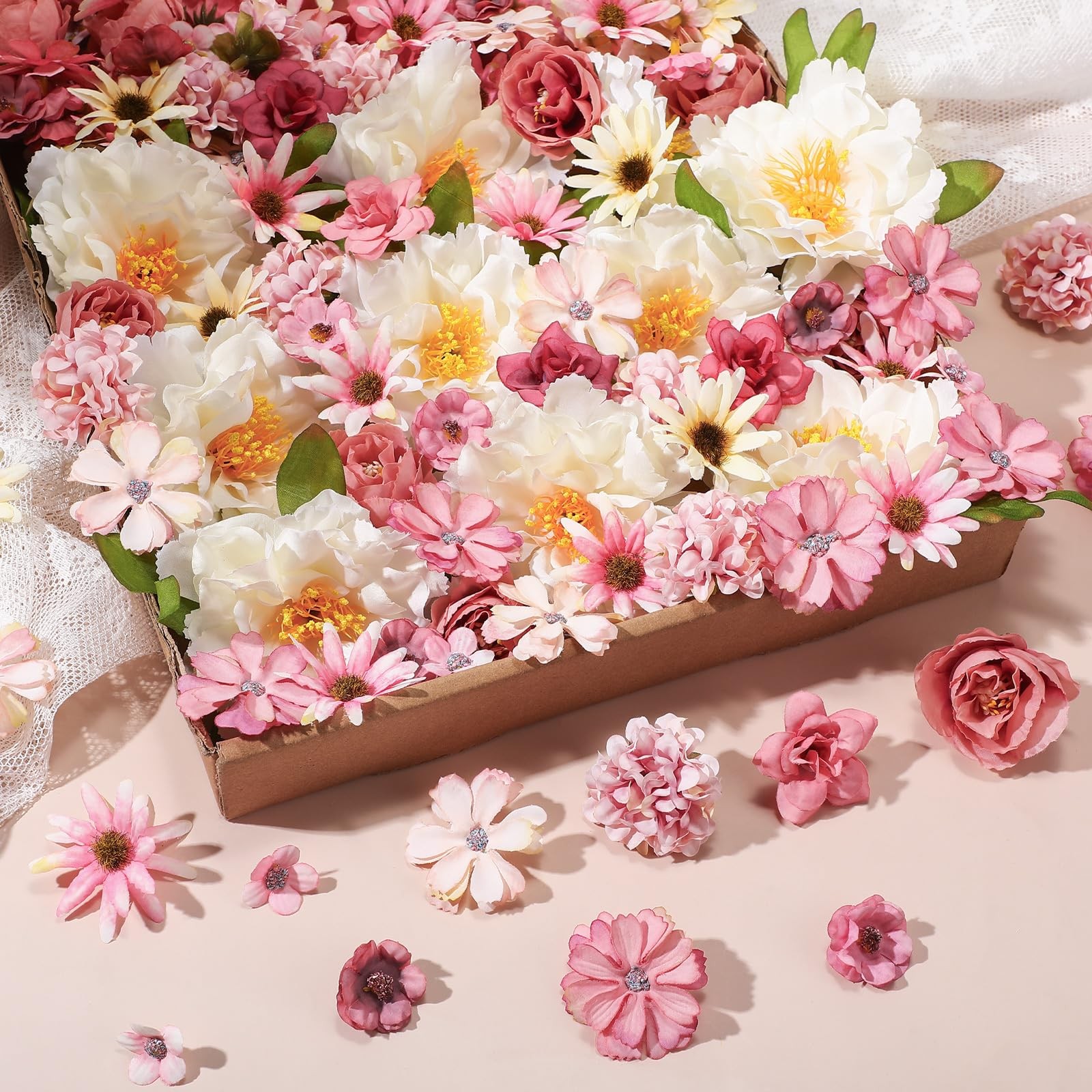250 Pcs Artificial Flowers Heads Bulk Mini Silk Mix Flowers Fake Peony Daisy …