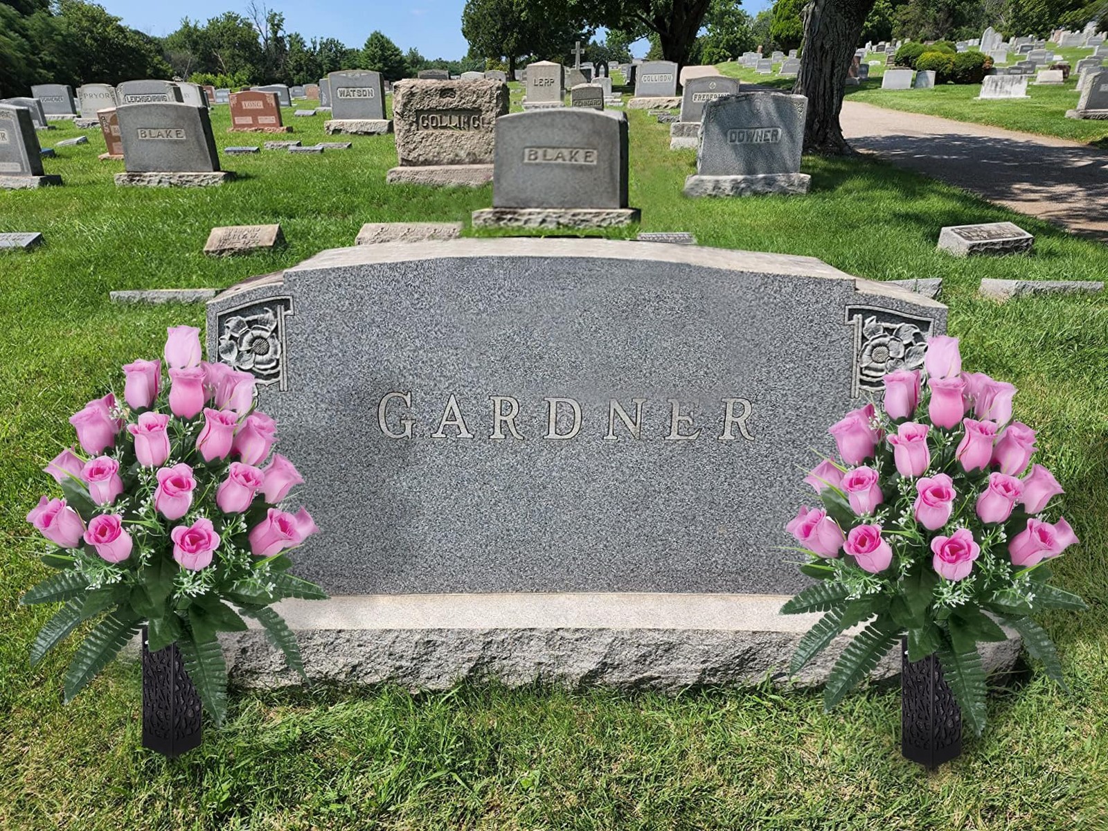 2 Sets Artificial Cemetery Flowers,Outdoor Grave Decorations Roses,Beautiful …