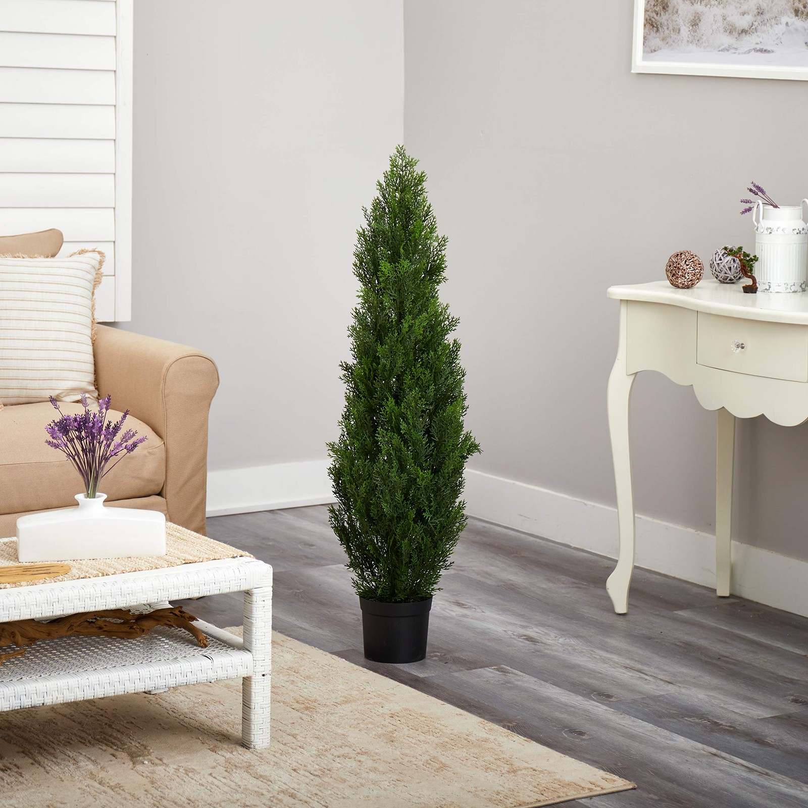 Nearly Natural 4ft Faux Cedar Pine Tree with Planter, UV Resistant Outdoor