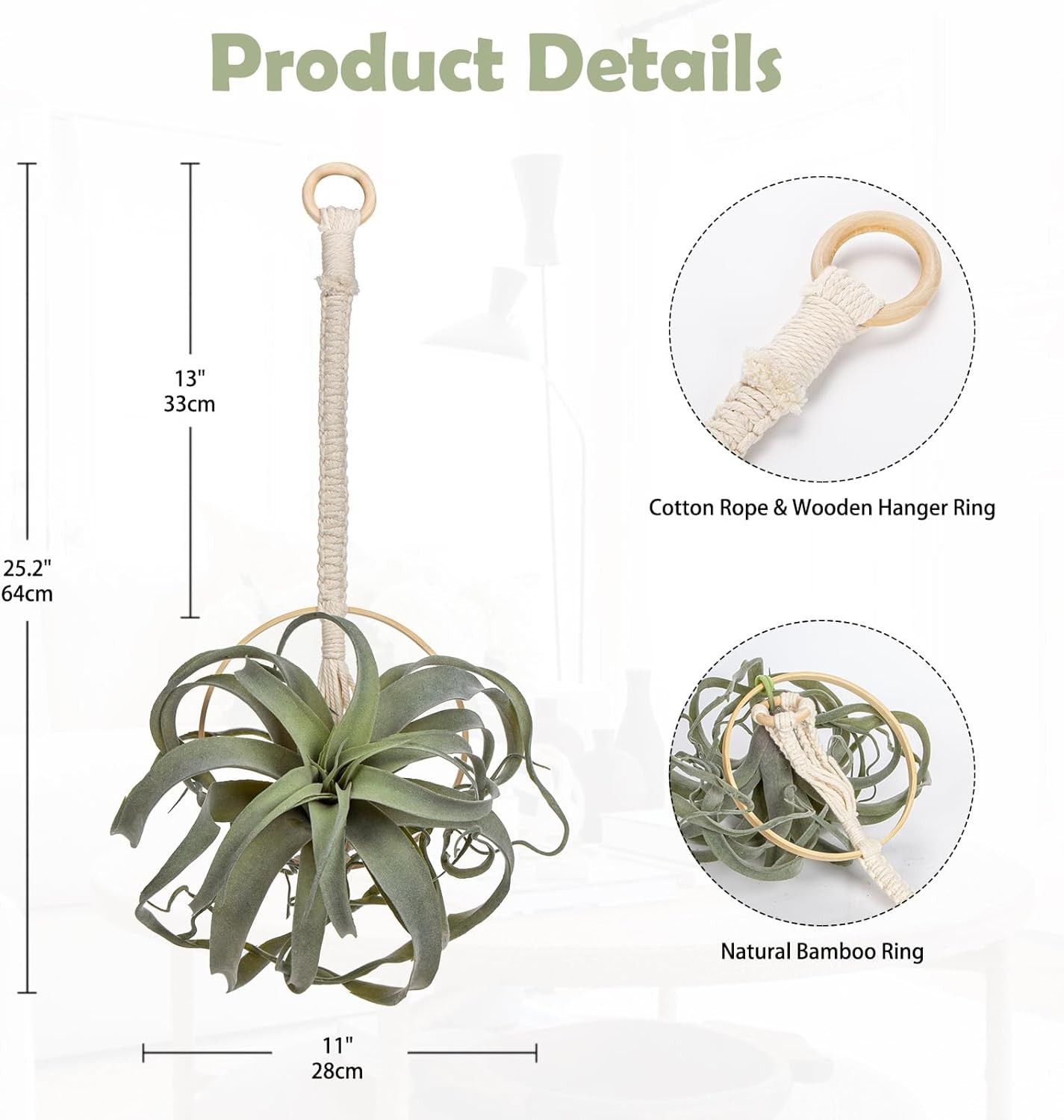 Artificial Air Plants 11 Inch Fake Hanging Plant Real Touch Lifelike Fake Succul