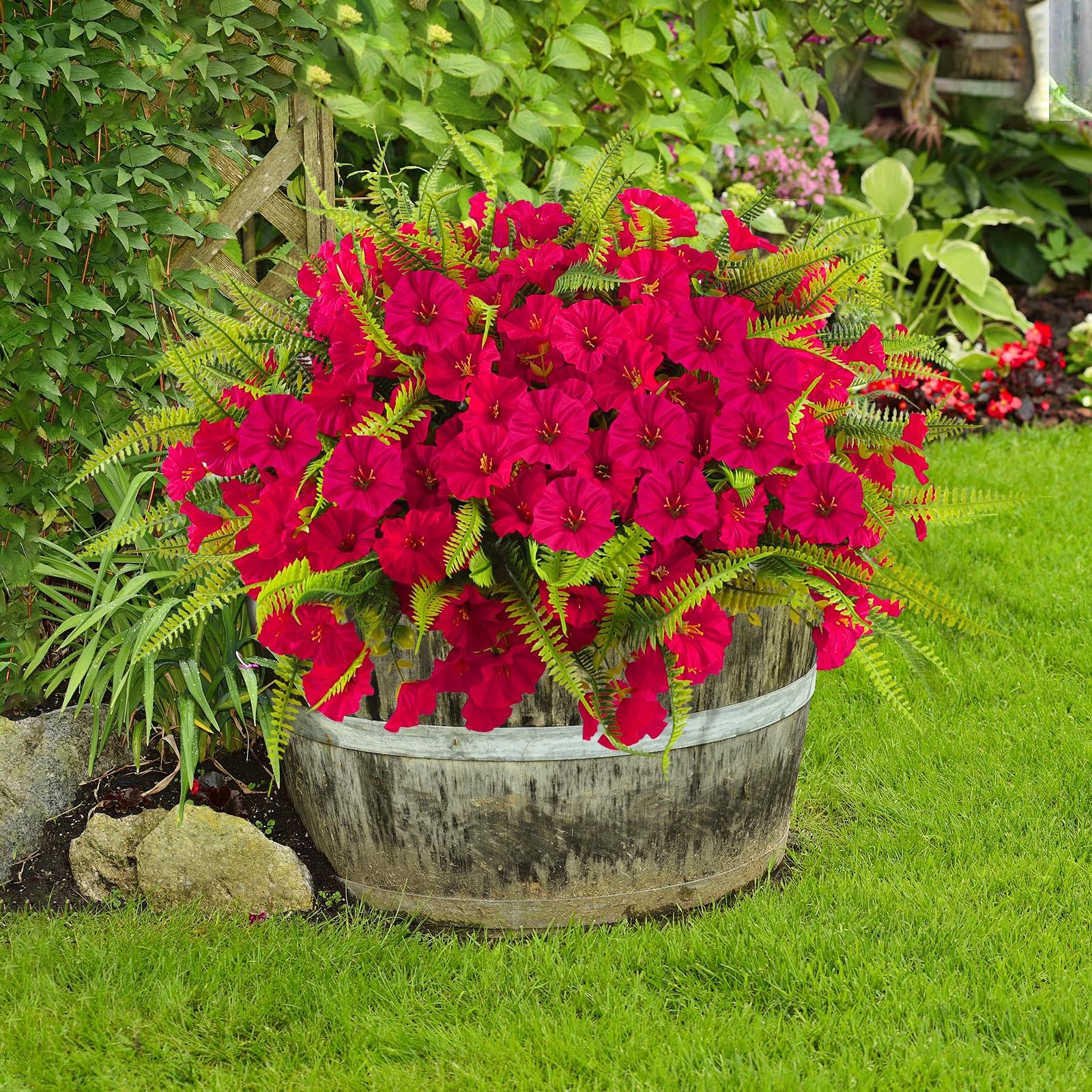 Artificial Flowers for Outdoors 12 Bundles Artificial Petunias Fake Flowers U…