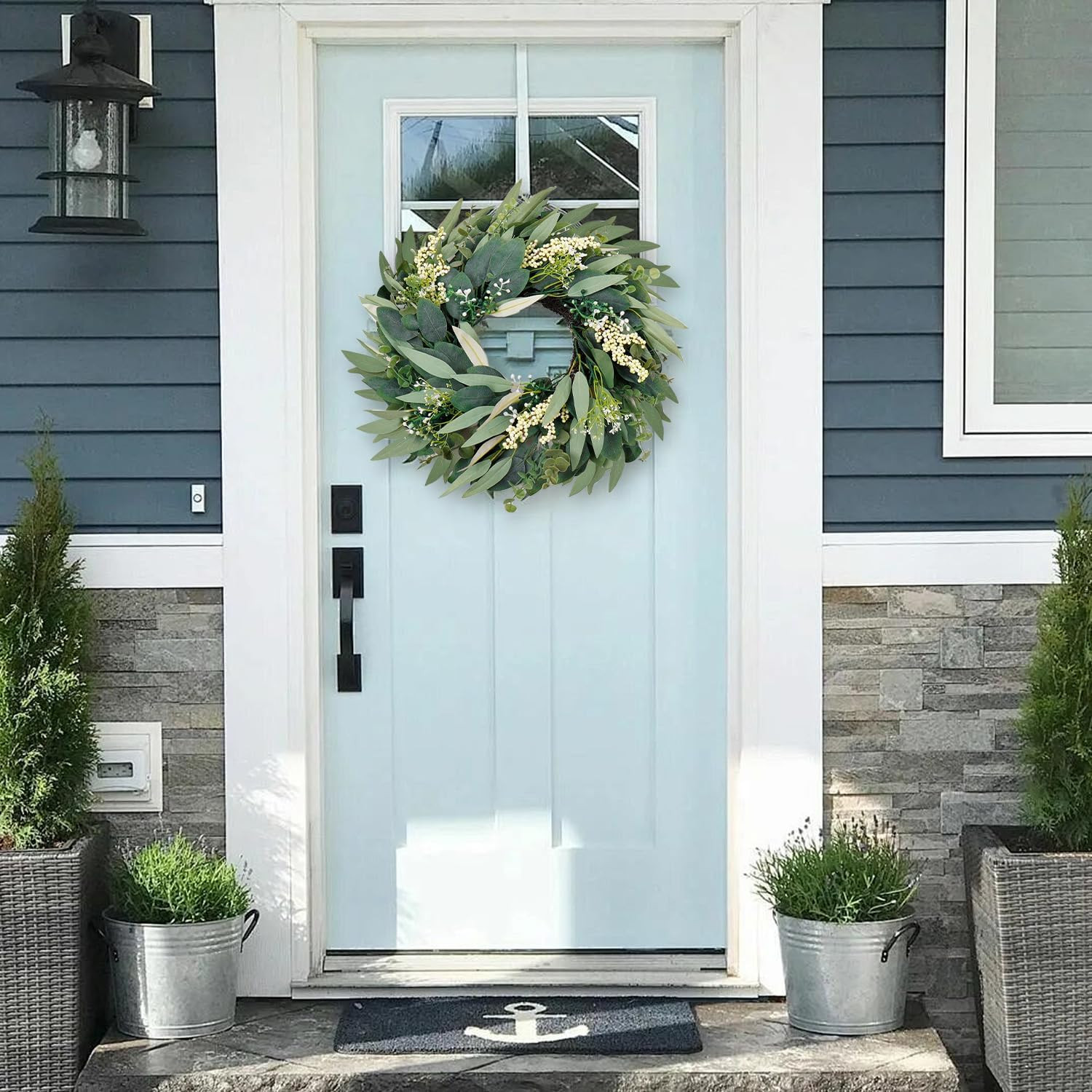 Eucalyptus Wreaths for Front Door 20 Inch Artificial Greenery Summer Spring Wrea