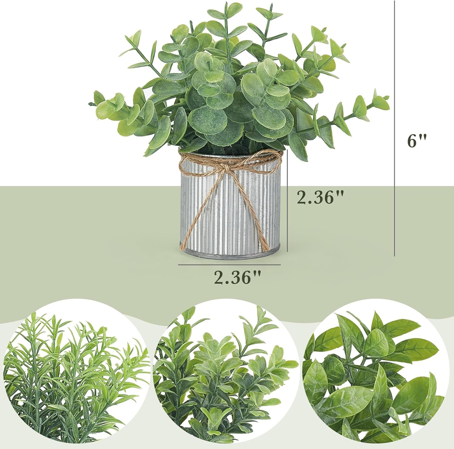 4 Packs Small Fake Plants in Farmhouse Galvanized Pots Table Centerpiece Mini…