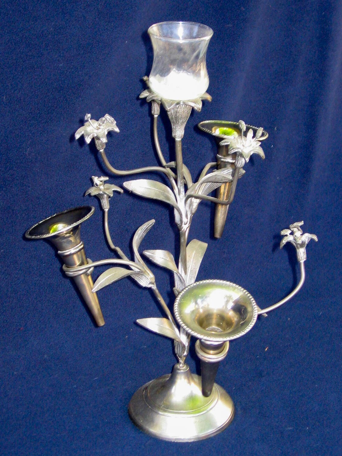 Three-vase Epergne, 3 colors of silver metallic finish