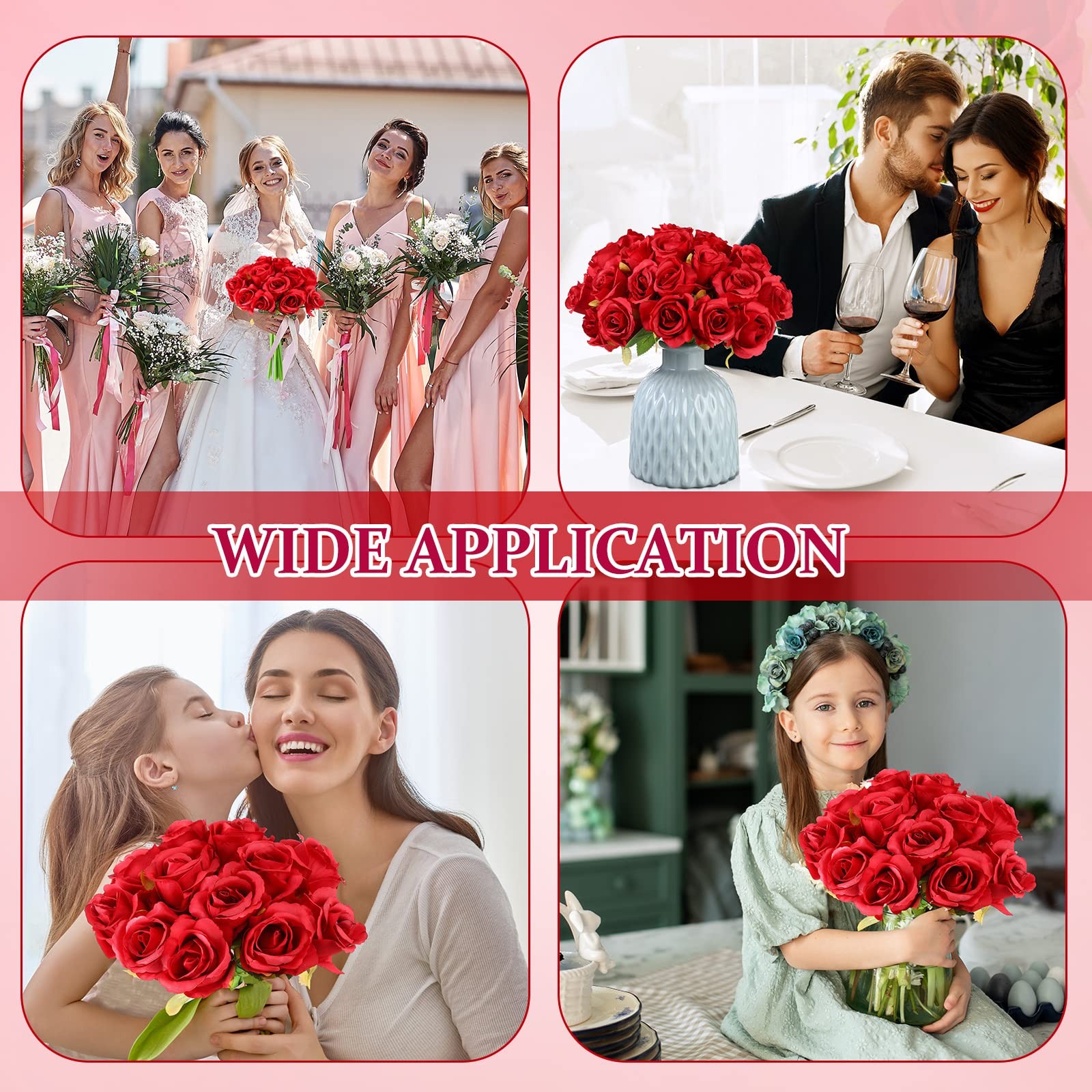 120 Pcs Artificial Rose Flowers Bouquet Bulk Silk Realistic Fake Flowers for …