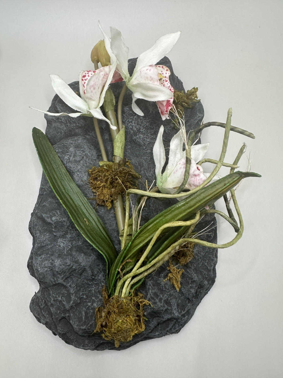Artificial Orchid Floral Arrangement on Faux Stone Wall Decor (Set of Two) 2002