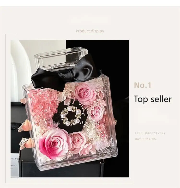 Wholesale Acrylic Roses in an Eternal Gift Box with Perfume Bottles