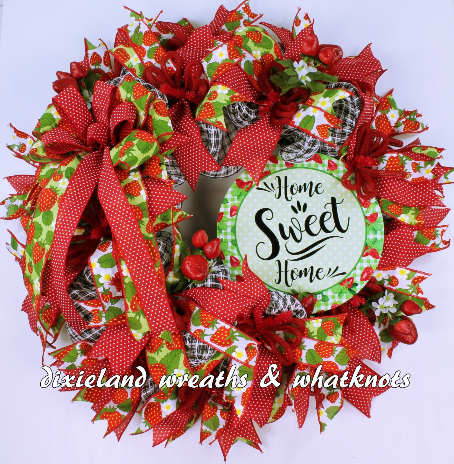 STRAWBERRY WREATH, HOME SWEET HOME WREATH, SPRING WREATH, SUMMER WREATH, FRONT D