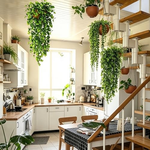 Artificial Palm Hanging Plants 2 Pack Green Plastic 30 in