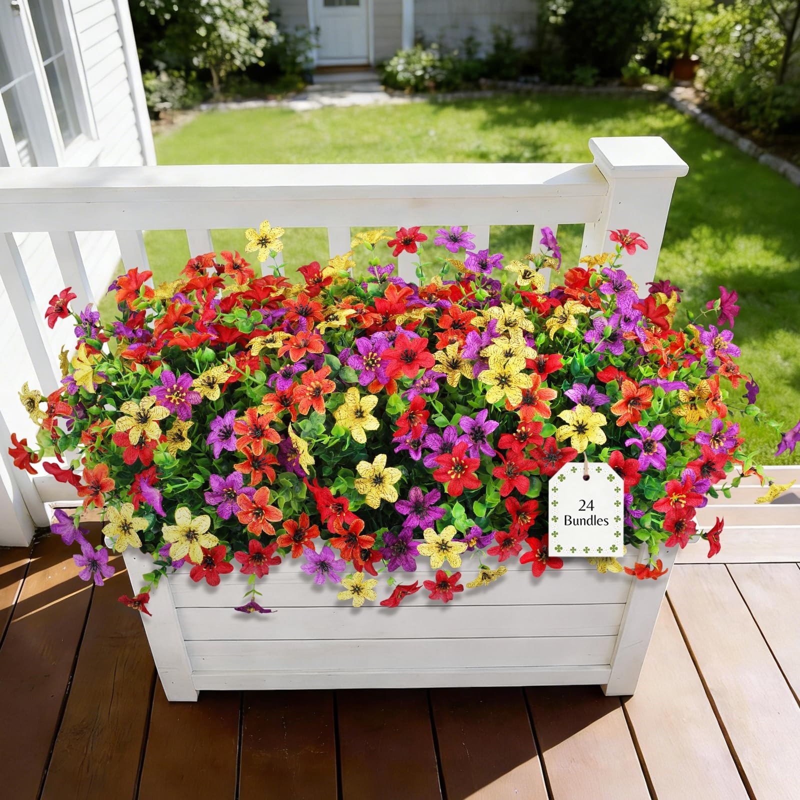 24 Bundles Artificial Flowers for Outdoors Spring Summer Decor, Realistic Fau…