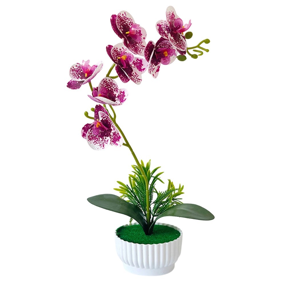 Orchid Artificial Plant Potted for Living Room Office Desk 38 10.5 6cm Plastic