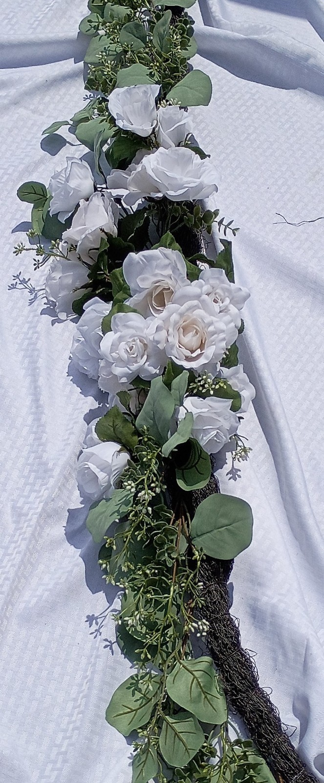 Eucalyptus & Ivory Roses Garland Vines with Greenery 6ft