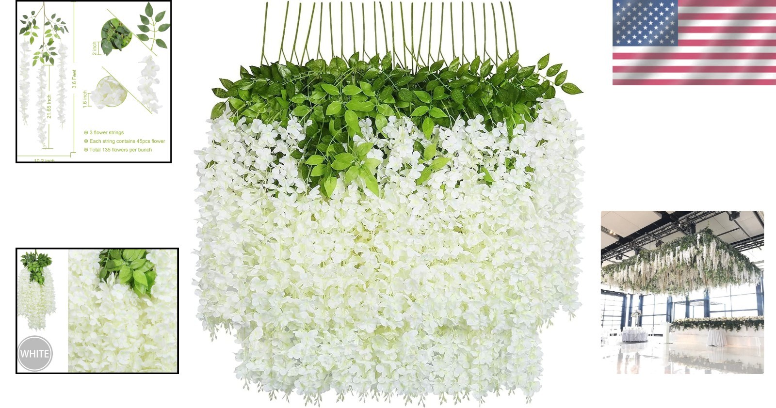 Realistic 48-Pack Artificial Wisteria Vines – Indoor & Outdoor Floral Bliss