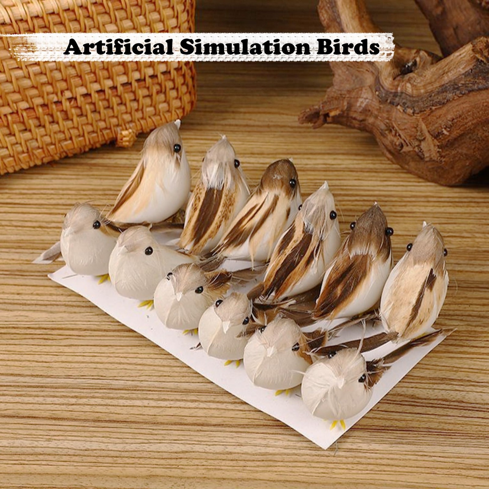 24 PCS Artificial Simulation Birds Fake Mini, Decorative Feather Model Crafts