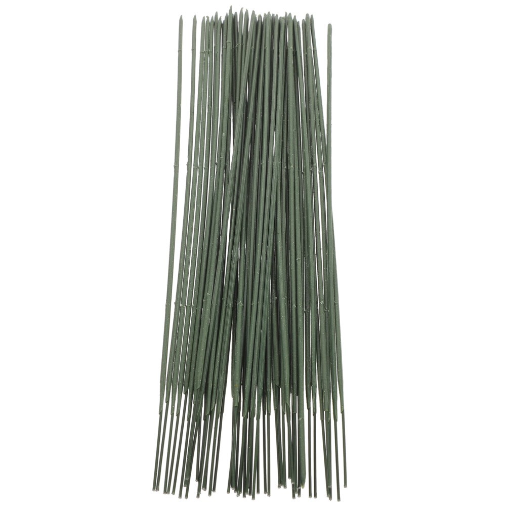 50Pcs Floral Stem Wire in Green Iron for Easy Cleaning Decorative Flower Making
