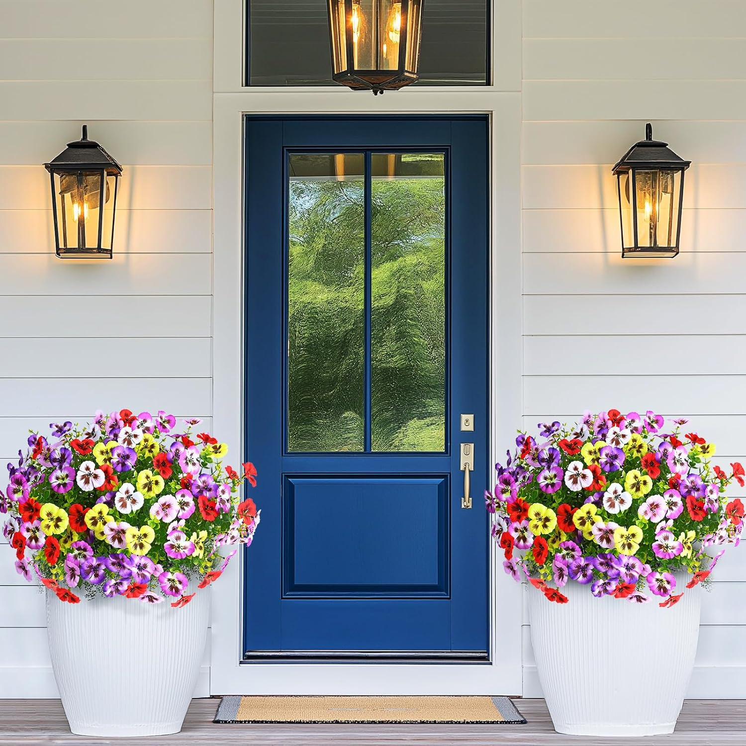 12 Bundles Look Real Artificial Flowers for Outdoors, Realistic