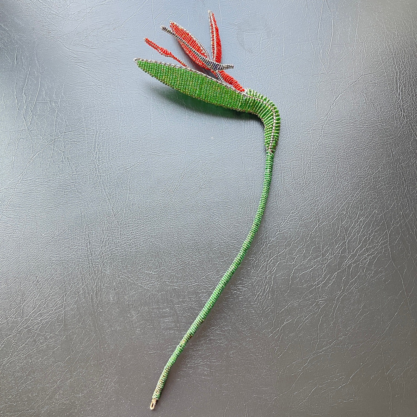 Handcrafted Vibrant Beaded & Metal Strelitzia Stem