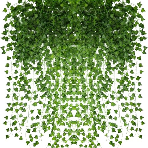 24 Pack 160.8 Ft Artificial Ivy Garland, Fake Vines Leaves Sweet Potato Leaves