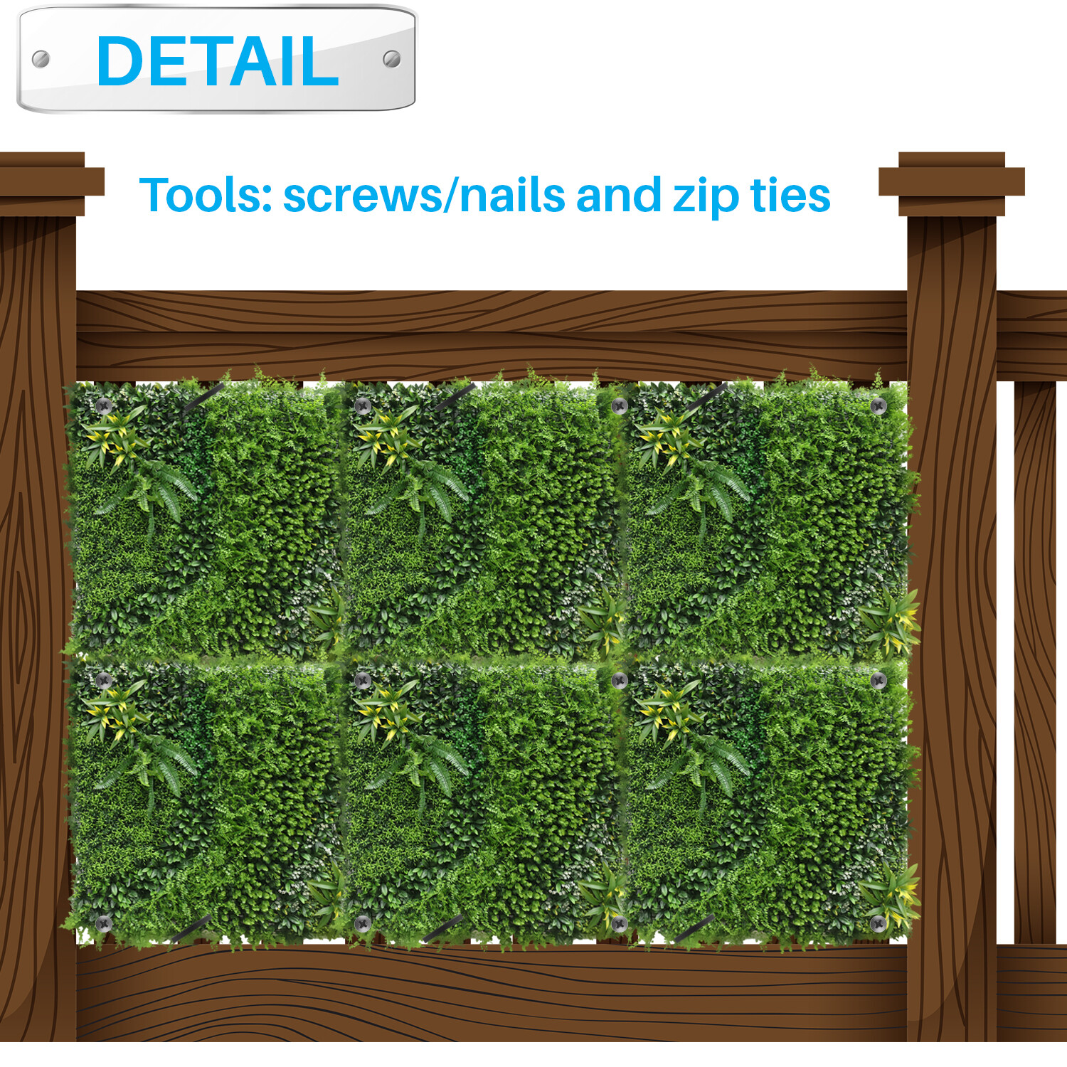 40 Inch 3D Artificial Boxwood Wall Hedge Mat Panels Outdoor Grass Fence Style#3