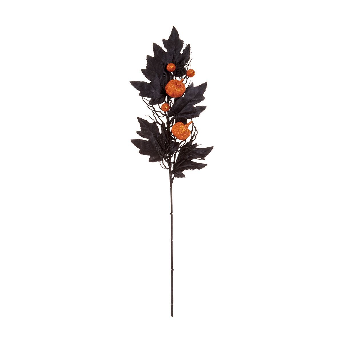 Seasonal Black Glitter Floral Stem Choose 1 from: Bats, Jack-O-Lantern, Spider