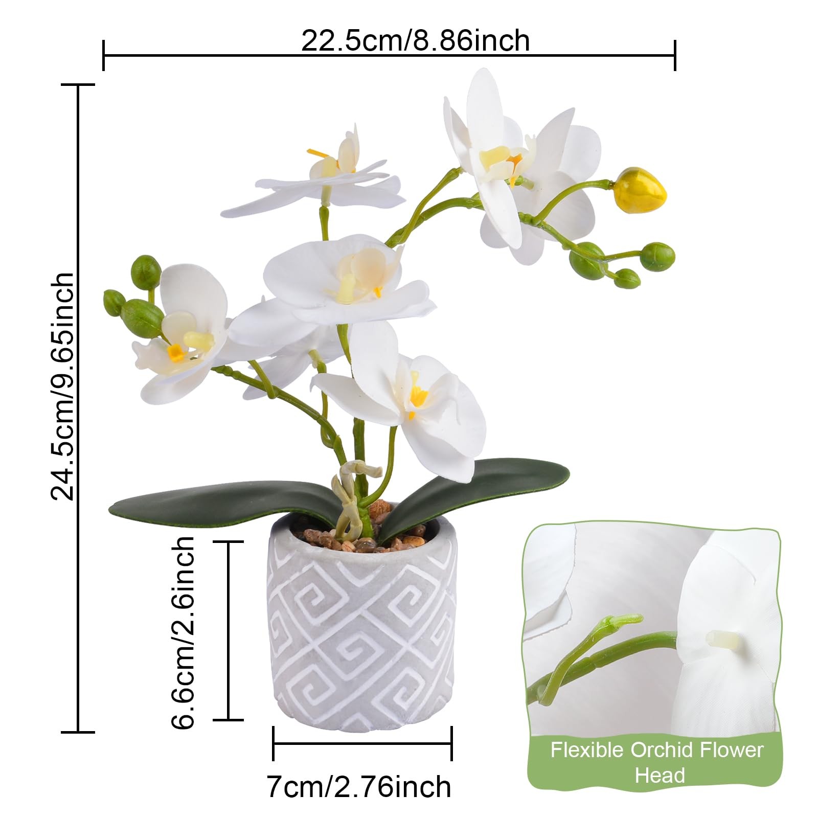 Artificial Orchids Flowers in Pot Real Touch Faux Orchids Flowers with Vase S