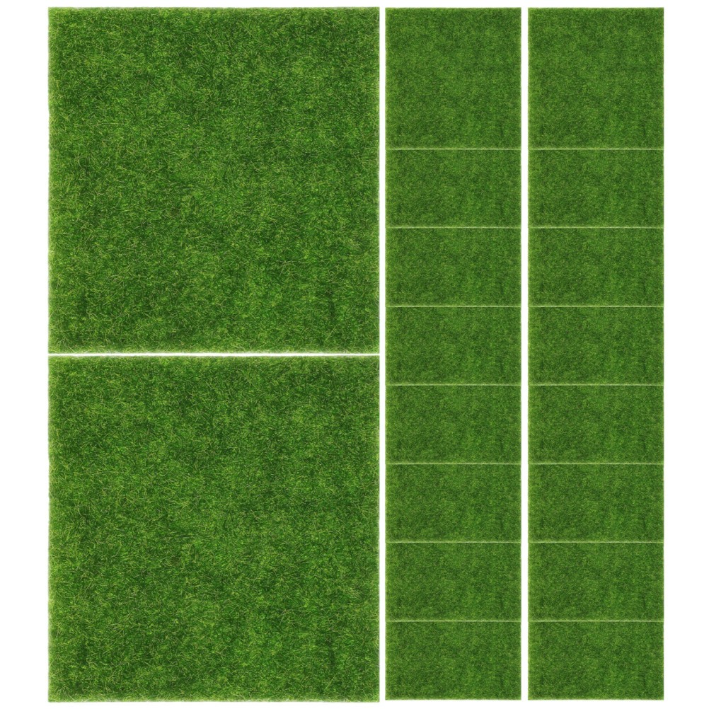 18Pcs Reusable PVC Faux Grass Mats for Craft Projects Mini Outdoor Scene Turf