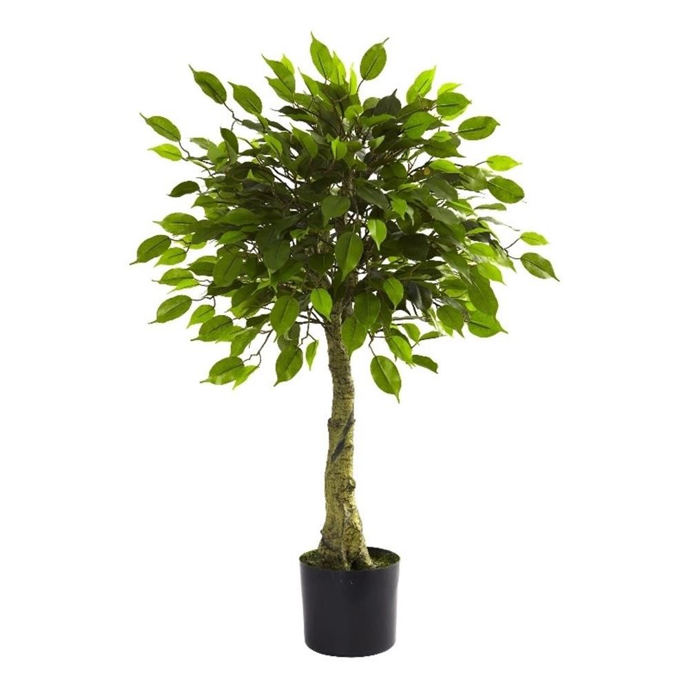 Nearly Natural 3ft Ficus Tree UV Resistant (Indoor/Outdoor) in Green