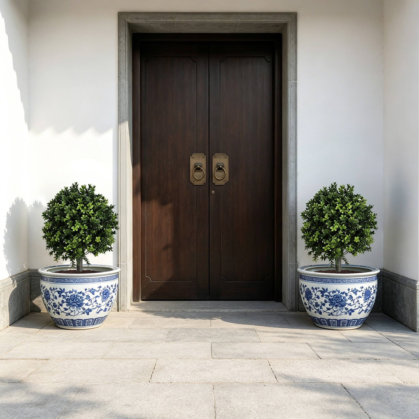 2 pcs 55.88cm Artificial Shrubs for Front Porch Garden Yard & Balcony Decor