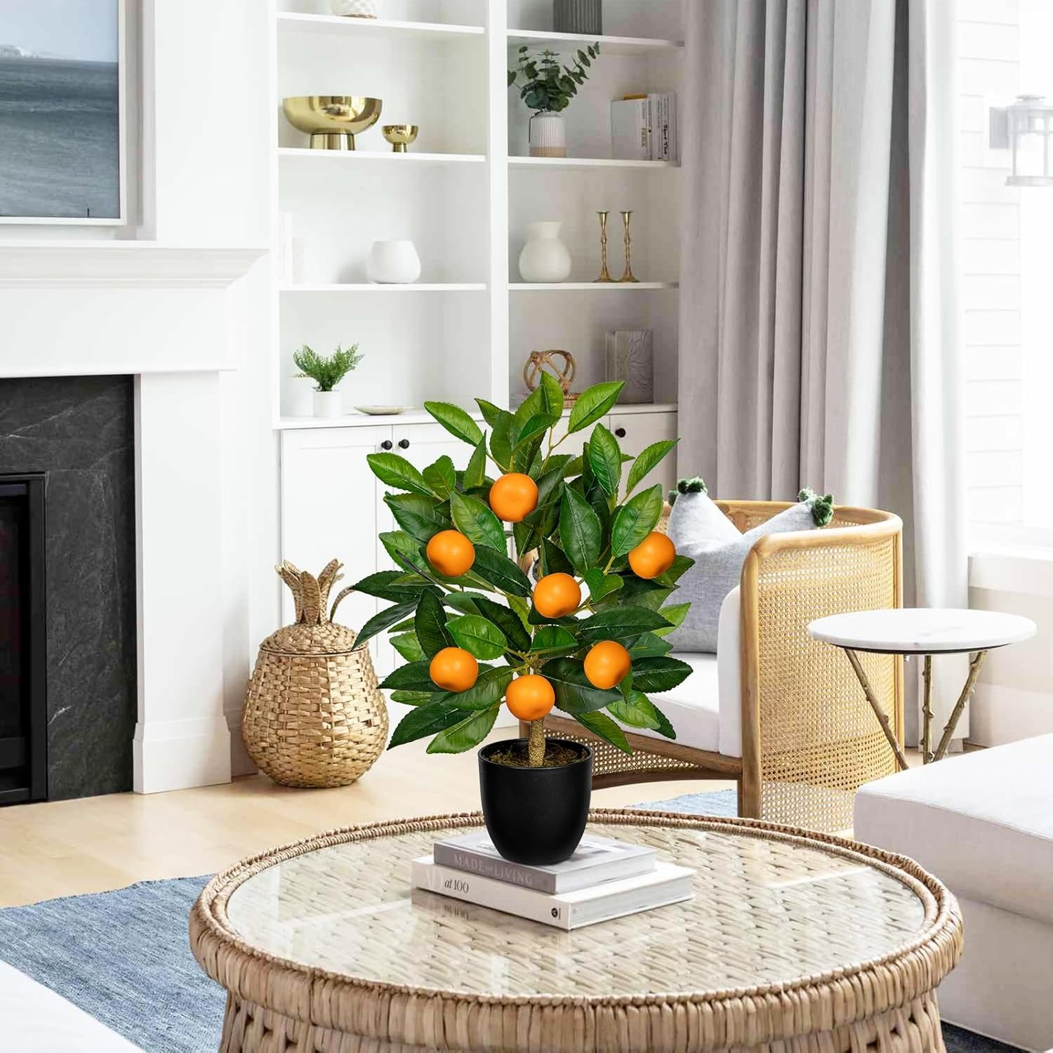 Artificial Potted Plants 15.7 inches Fake Orange Tree Artificial Citrus Fruit…