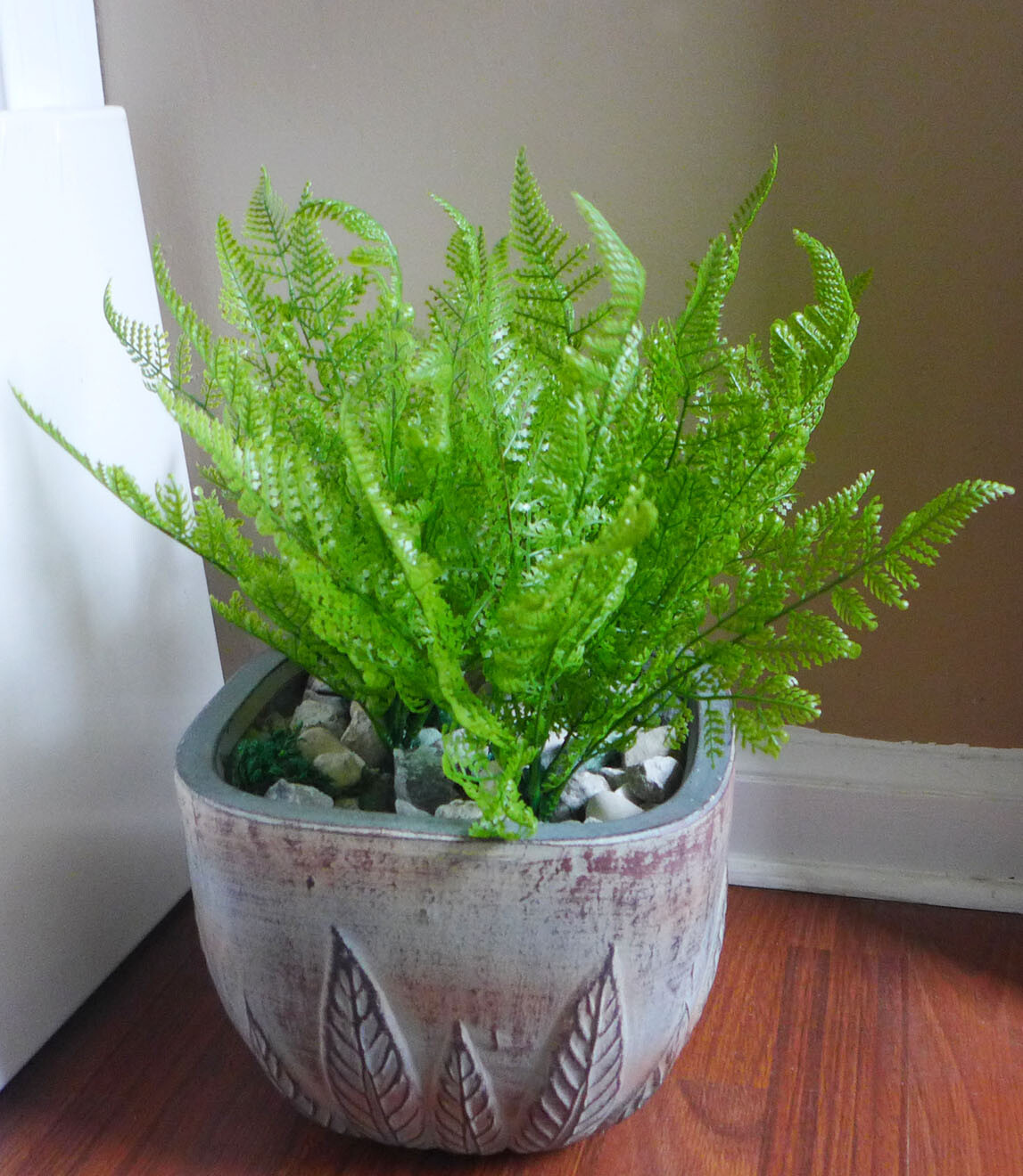 4 Pcs Artificial Plant Small Plastic Green Boston Fern Grasses
