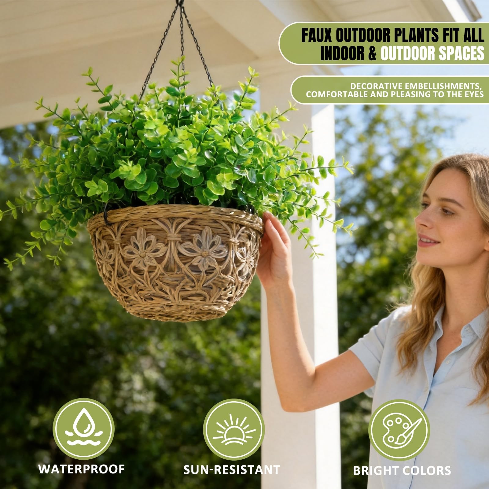 12 Pcs Artificial Greenery for Outdoors UV Resistant & Non-Fading Fake Bushes…