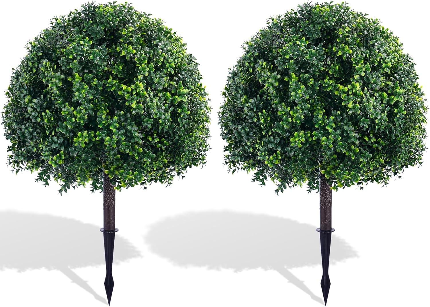 Artificial Boxwood Topiary Tree Set 2 Waterproof UV Resistant