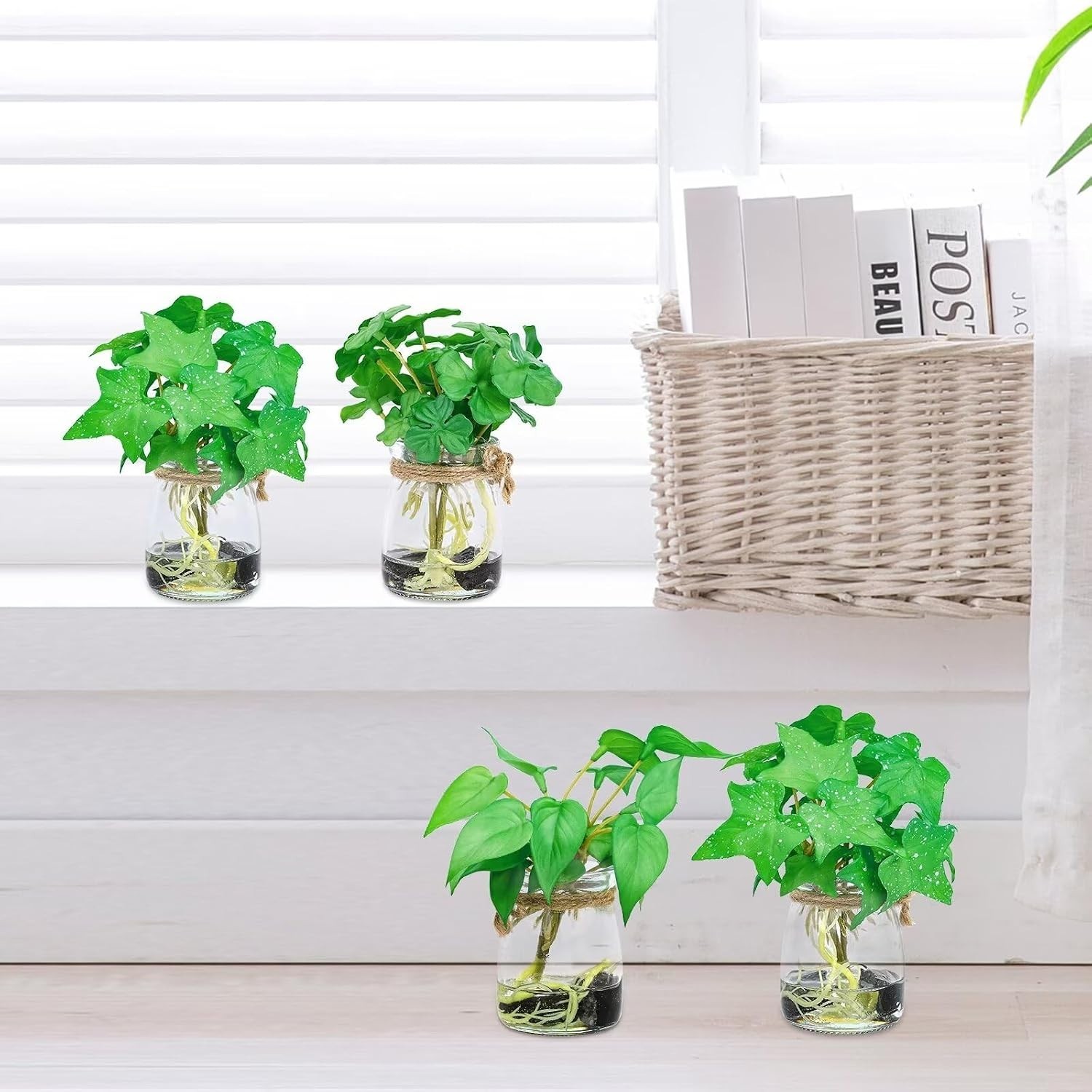 3 Pack Small Potted Plants with Faux Water, Real Touch Leaves Fake Plants in …