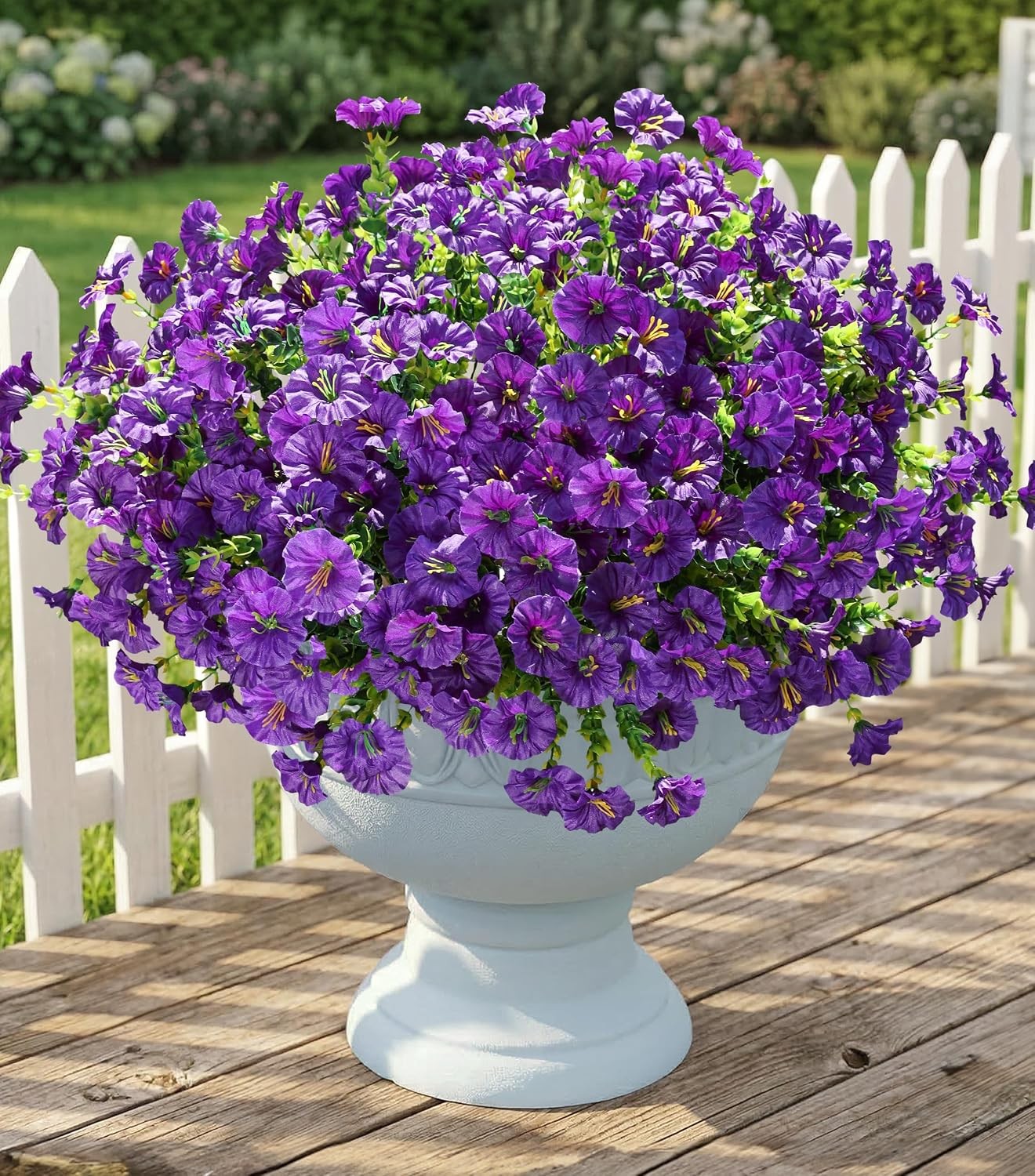12 Bundles Artificial Morning Glory, Silk Eucalyptus UV Resistant Outdoor Decor