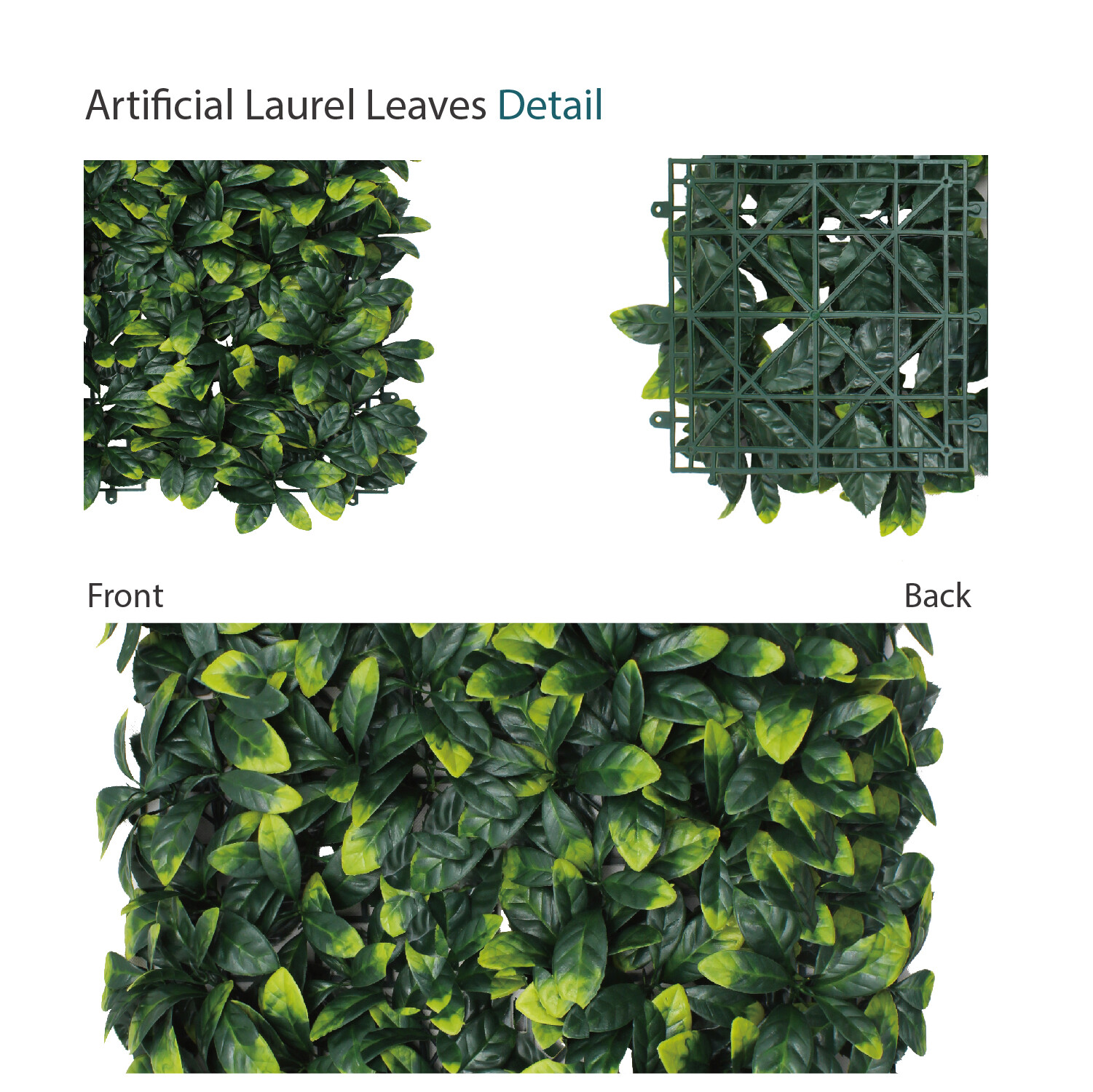 20in Artificial Faux Laurel Leave Mat Wall Hedge Decor Privacy Fence Panel Grass