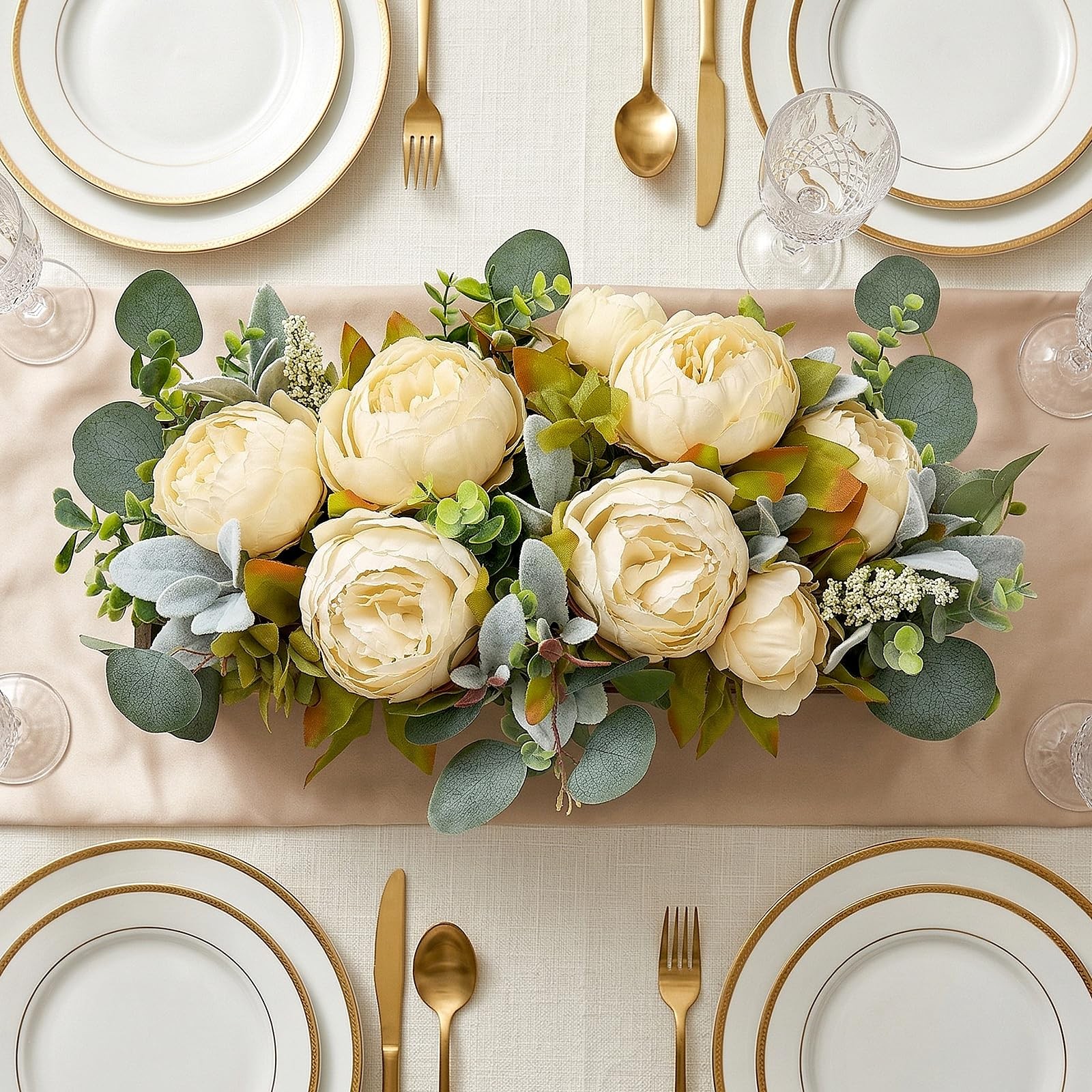 Flower Table Centerpieces for Dining Room, Summer Artificial Peony Table Cent…