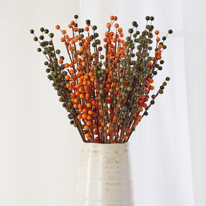 Factory Direct Craft Set of 24 Orange and Sage Green Artificial Berry Sprays