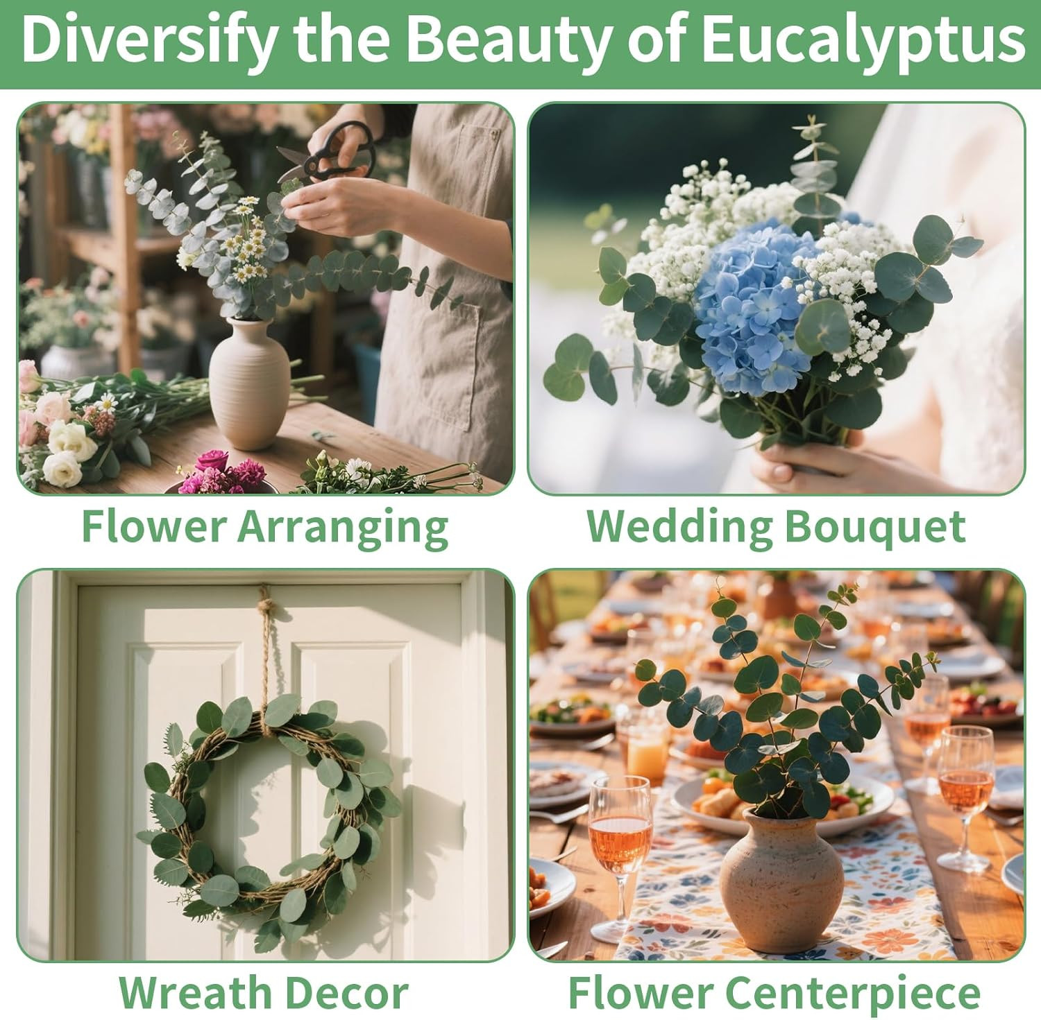 12PCS Dried Eucalyptus Bundle 17” Real Eucalyptus Stems 100% Natural Fresh Leav