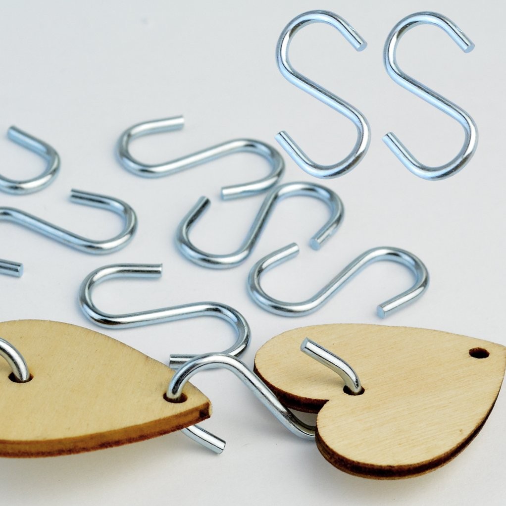 Nydotd 180 Pcs 1 Inch S Hook Connectors, Mini Metal 26mm, Silver blue