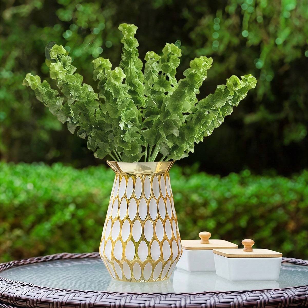 4Pcs Fake Shell Leaf Flower Bell Grass Arrangement Home Office In/Outdoor Decor