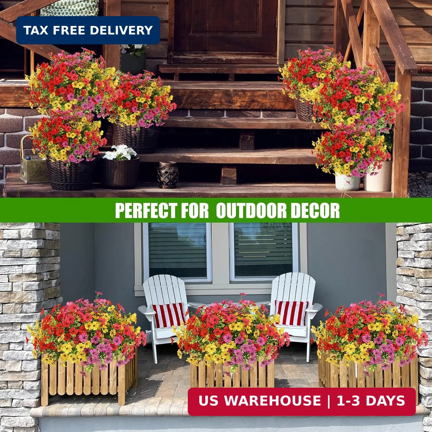 Sggvecsy Artificial Flowers for Outdoors 12 Bundles Realistic Faux Plants UV Res
