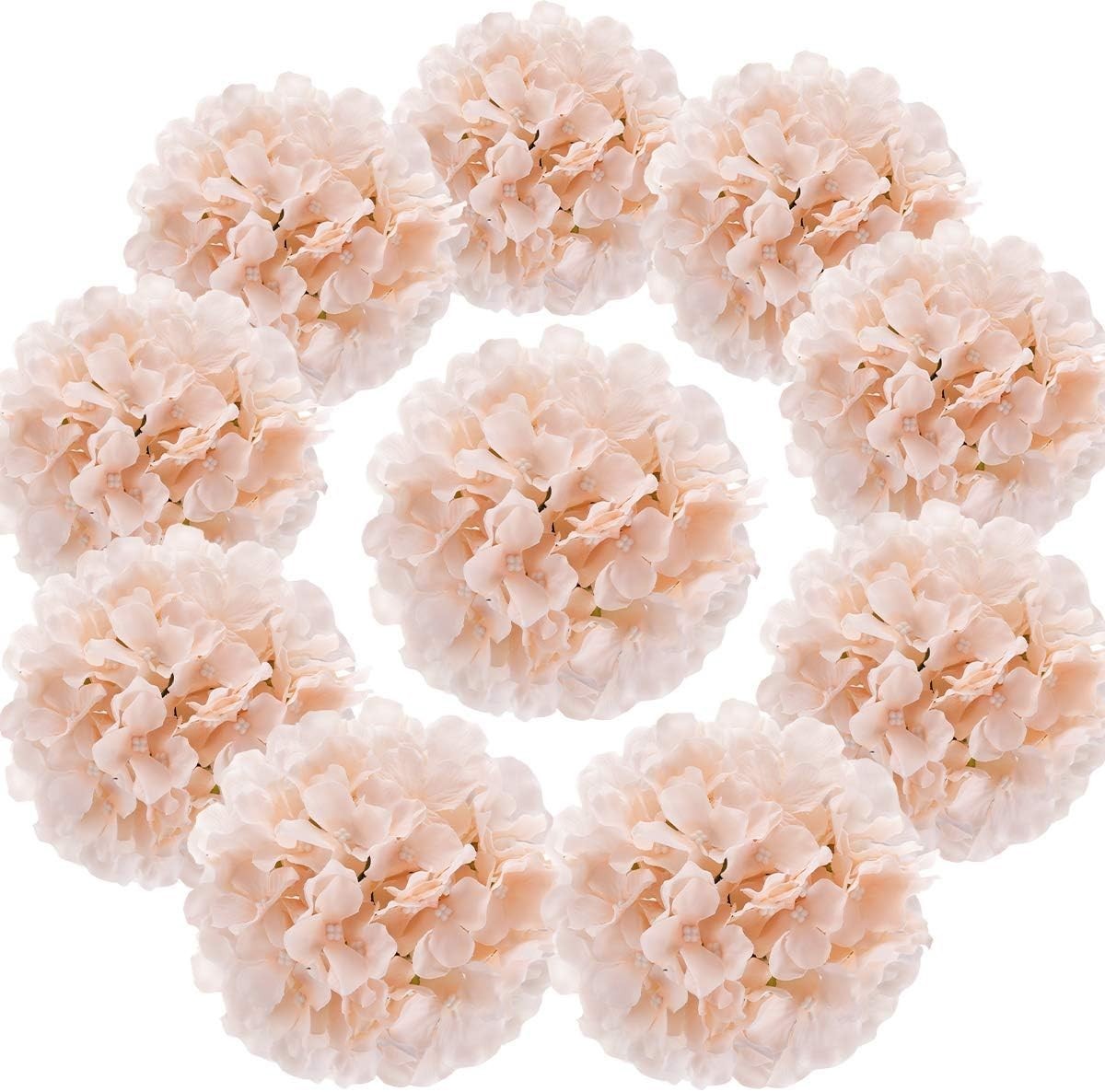 Silk Hydrangea Heads Artificial Flowers Heads with Stems for Home Wedding Dec…