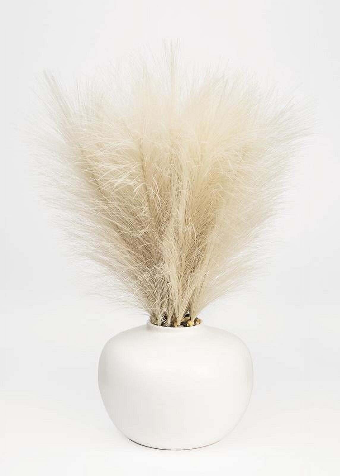 14″ Artificial Pampas Plant Ceramic Vase UV-resistant Centerpieces for Desktops