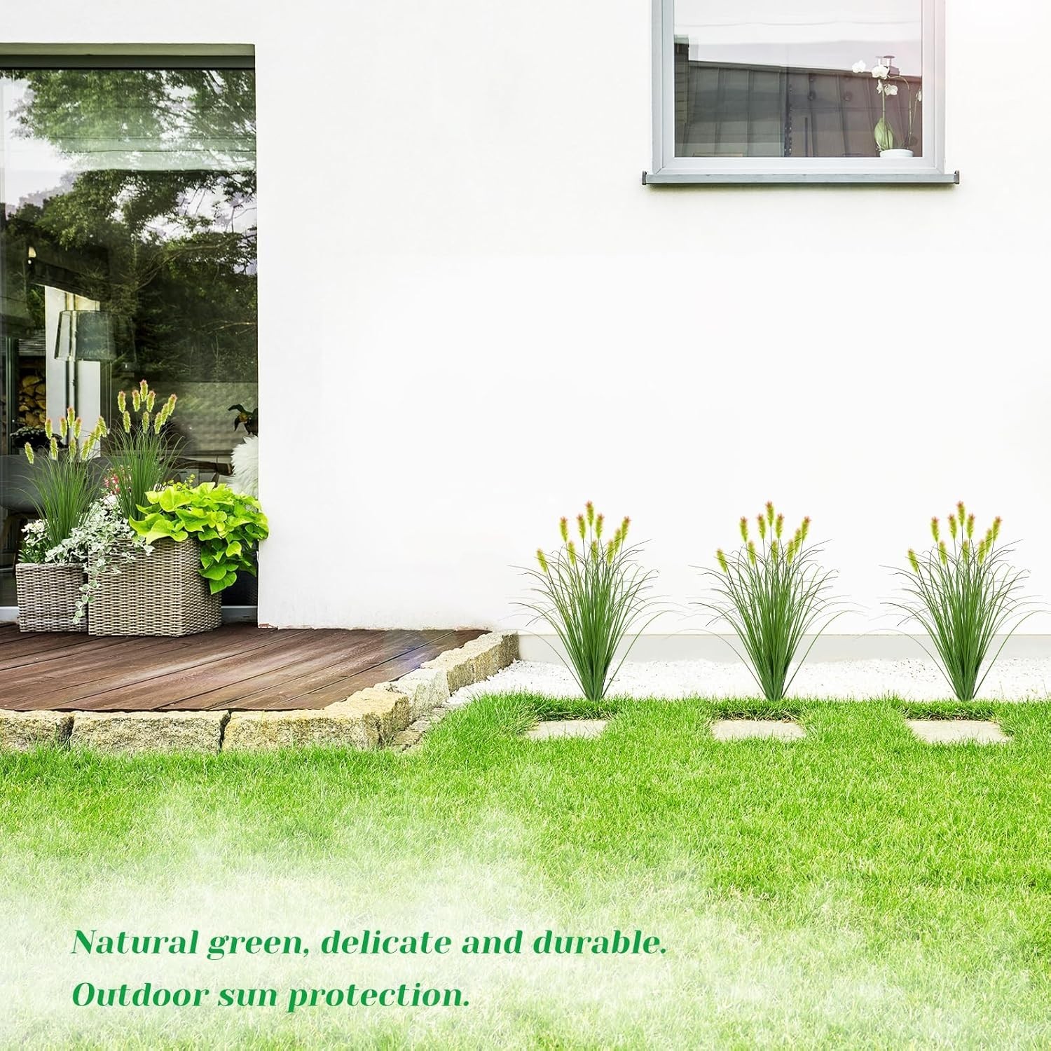 12Pcs Artificial Grass Plants, Faux Shrubs Wheat Grass, Artificial Tall Grass…