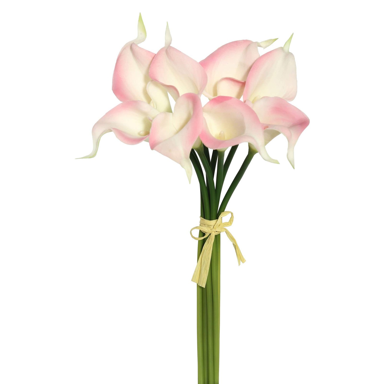 Pemberly Row 14” Contemporary Fabric Artificial Calla Lily Bundle in Pink