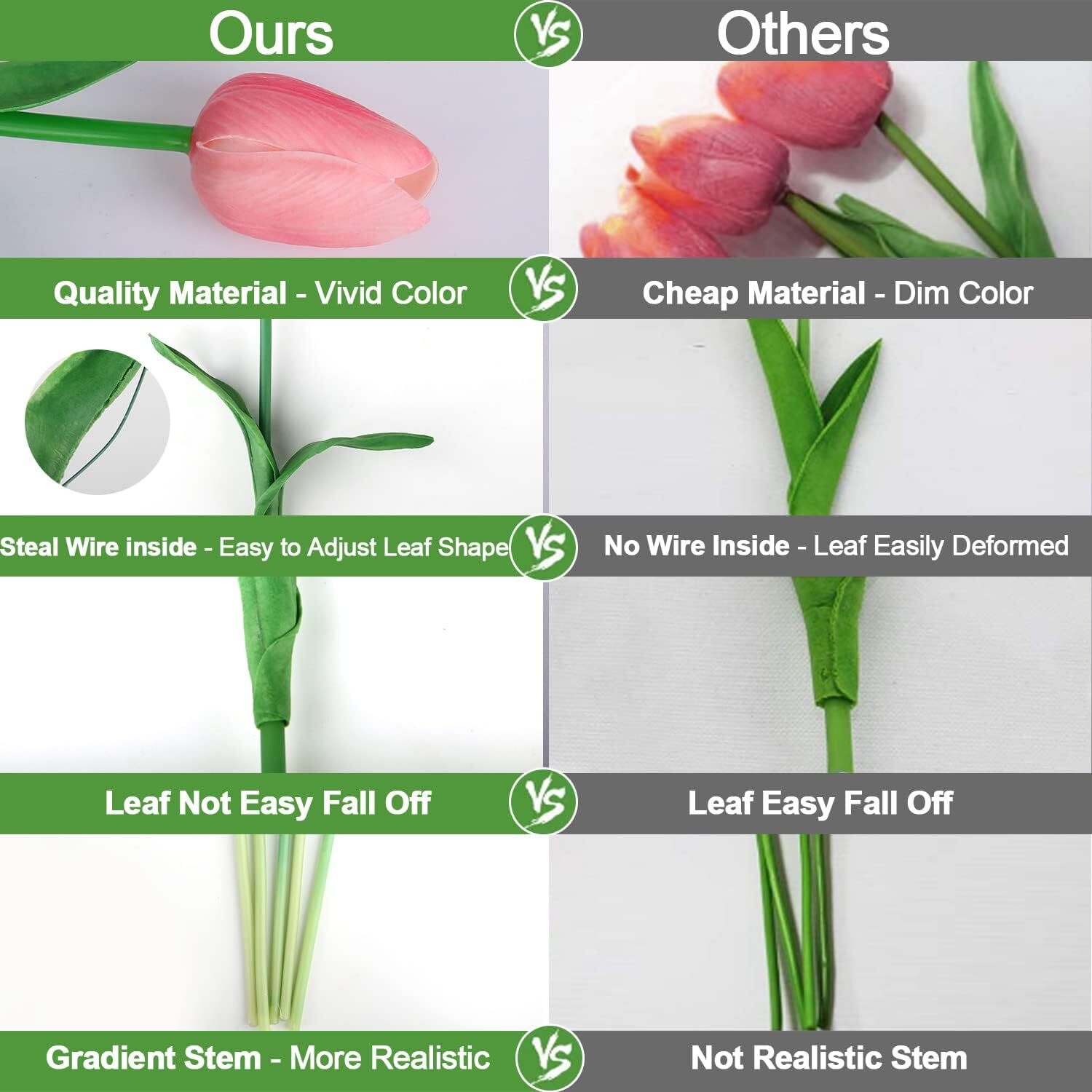 30 pcs Artificial Tulips Fake Flower Bouquet Arrangement for Party Decoration
