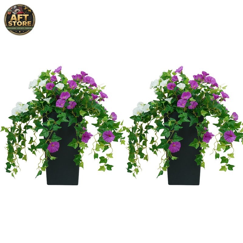 Vitalismo 2 Pack Artificial Morning Glory Silk Flowers with Pots